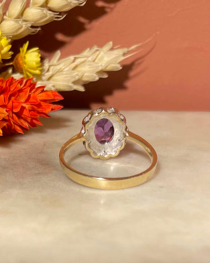 Anillo de margaritas de amatista y diamantes de 1 quilate &quot;Melissa&quot; 