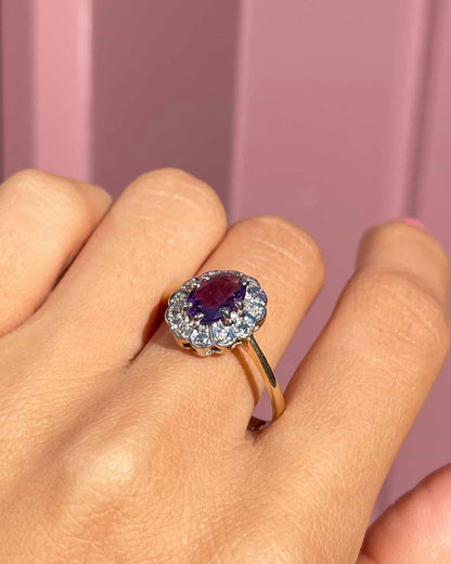 Anillo de margaritas de amatista y diamantes de 1 quilate &quot;Melissa&quot; 