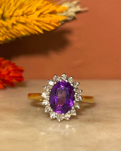 Bague Marguerite Améthyste 1.70 carat &amp; Diamants &quot;Mikaelle&quot;