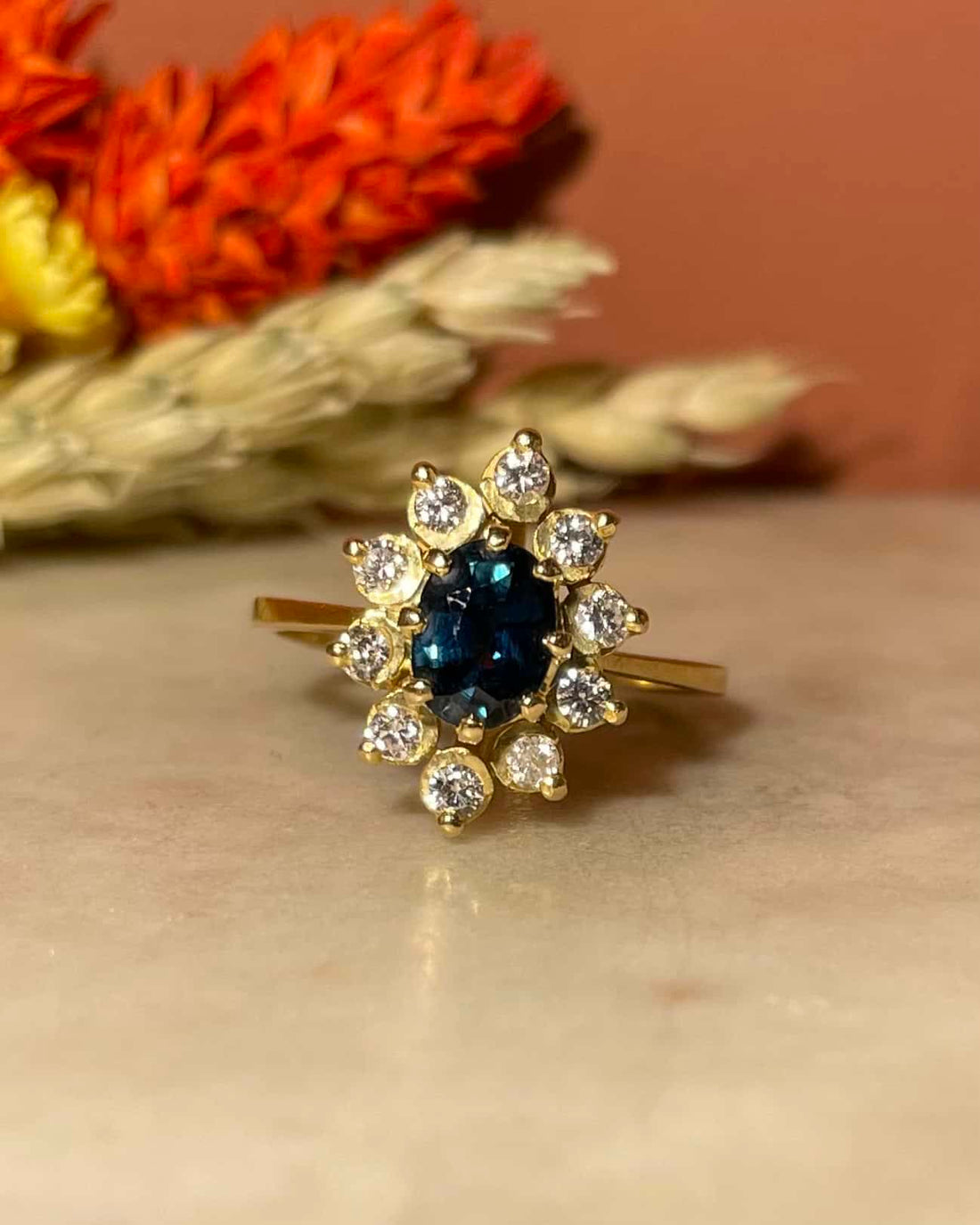 Bague Marguerite Saphir &amp; Diamants &quot;Solena&quot;