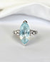 Bague Marquise Aigue - Marine 3.40 carats, Diamants & Or 4,61 g "Eden" - Elliade Paris