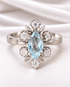 Bague Marquise Aigue-Marine & Diamants "Mélania" - Elliade Paris