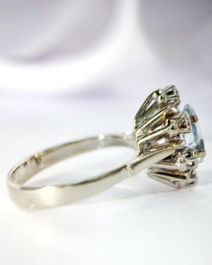 Bague Marquise Aigue-Marine &amp; Diamants "Mélania" - Elliade Paris