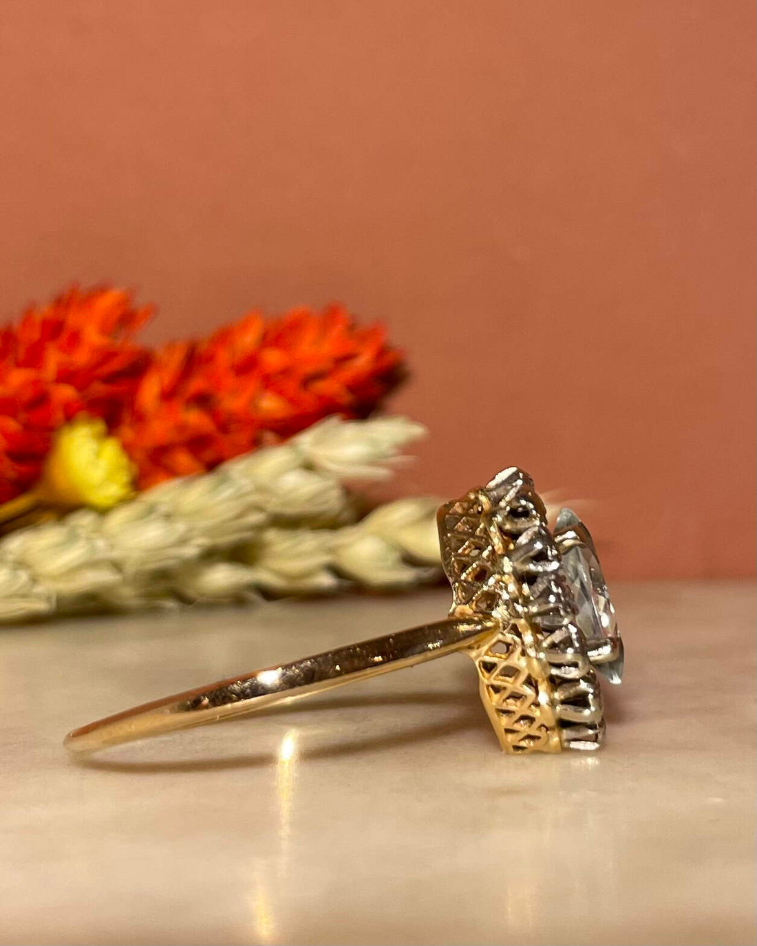 Bague Marquise Aigue-Marine 1.05 carat & Diamants "Nina"