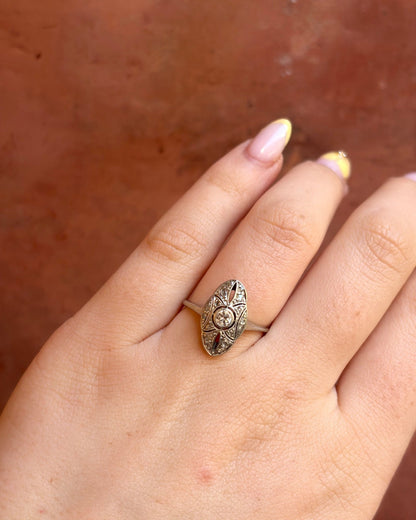 Bague Marquise Art-Déco Diamants 0.22 carat "Cassiella" - Elliade Paris
