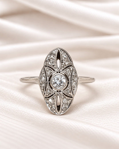 Bague Marquise Art-Déco Diamants 0.22 carat "Cassiella" - Elliade Paris
