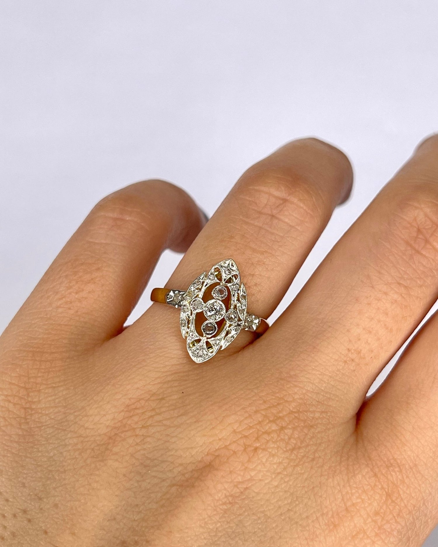 Bague Marquise Art - Deco Diamants "Cassie" - Elliade Paris