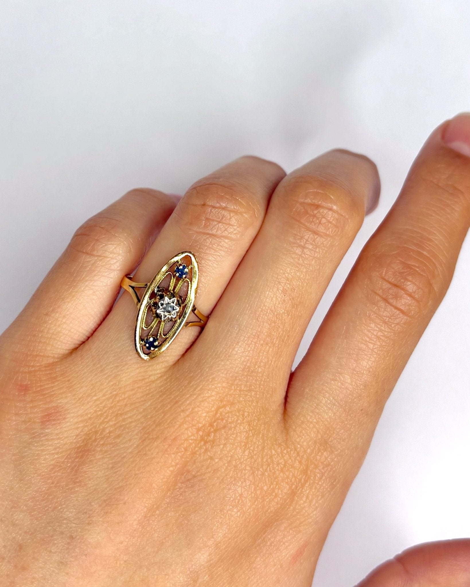 Bague Marquise Diamant &amp; Saphirs "Clarance" - Elliade Paris