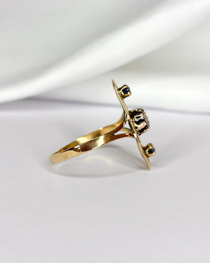 Bague Marquise Diamant &amp; Saphirs "Clarance" - Elliade Paris