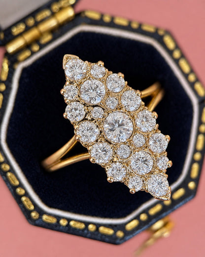 Bague Marquise Diamants 1.15 carat &amp; Or 18 carats 5.37g "Gloire" - Elliade Paris