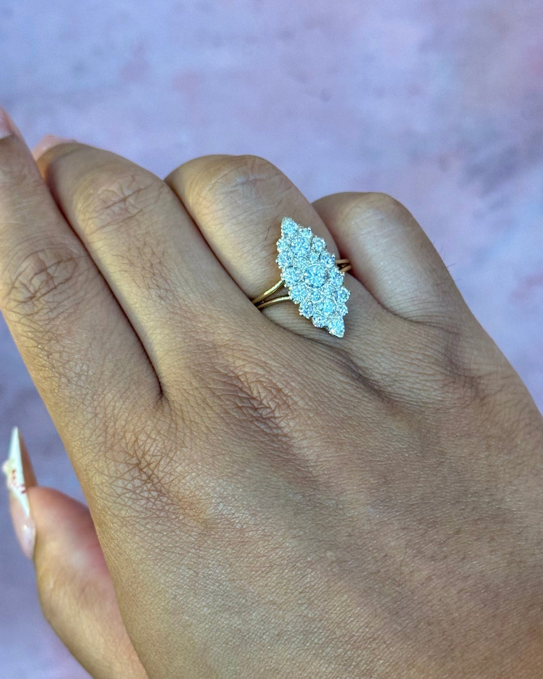 Bague Marquise Diamants 1.15 carat &amp; Or 18 carats 5.37g "Gloire" - Elliade Paris