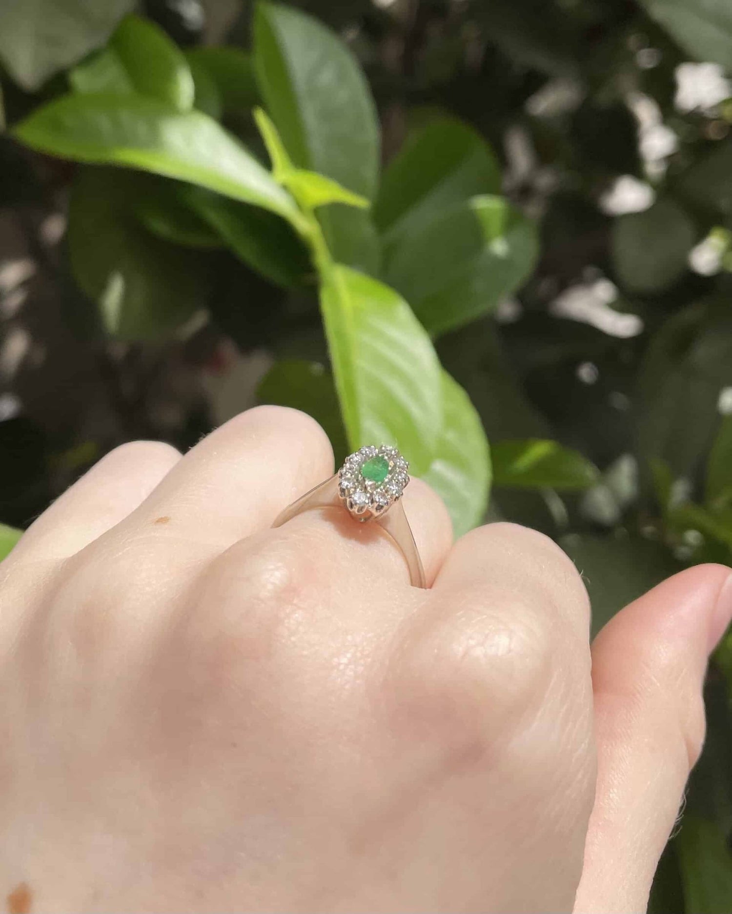Bague Marquise Émeraude 0.20 carat &amp; Diamants &quot;Armelle&quot; - Elliade Paris