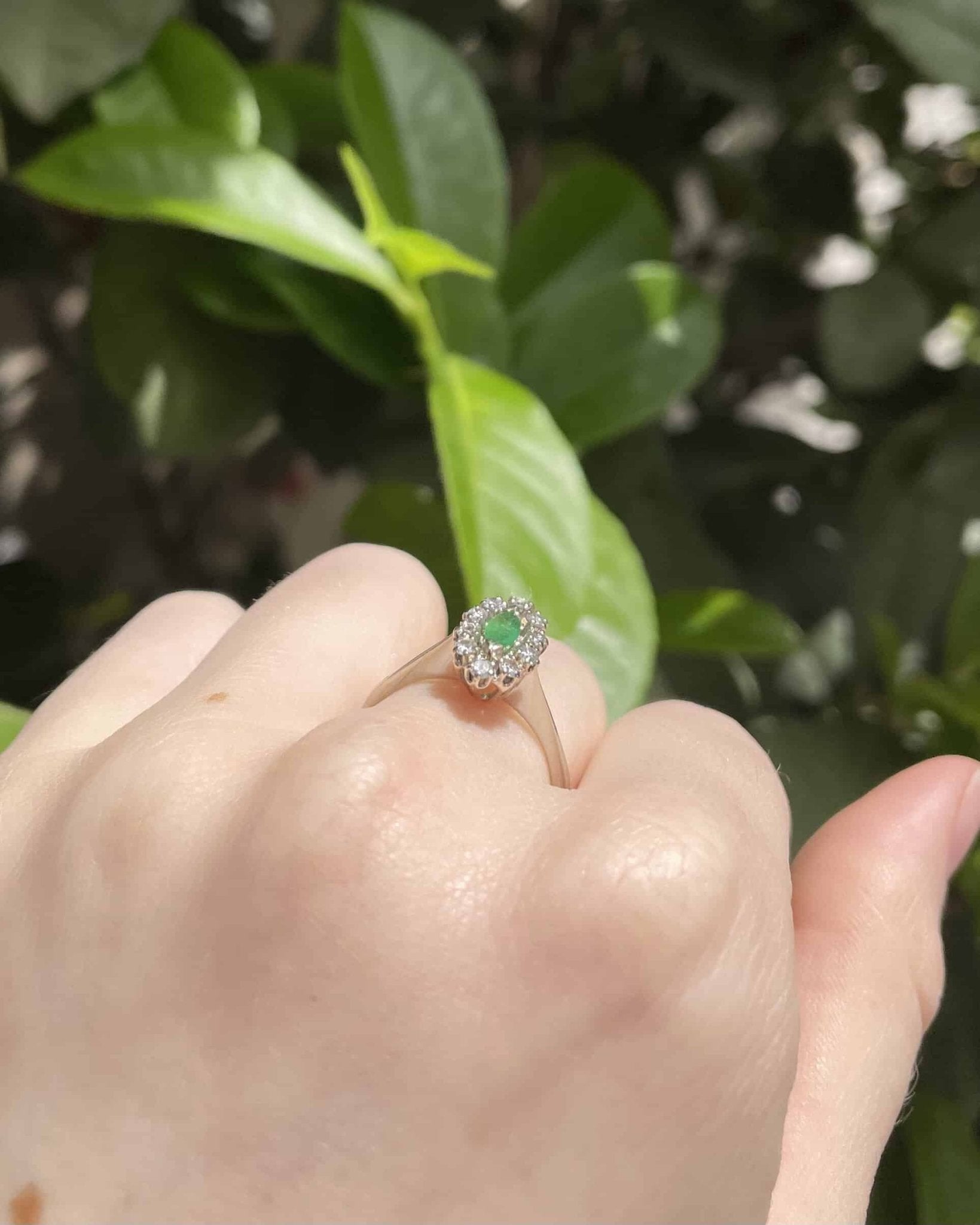 Bague Marquise Émeraude 0.20 carat &amp; Diamants &quot;Armelle&quot; - Elliade Paris