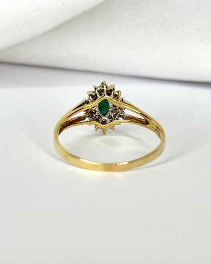 Bague Marquise Émeraude &amp; Diamants "Emeline" - Elliade Paris