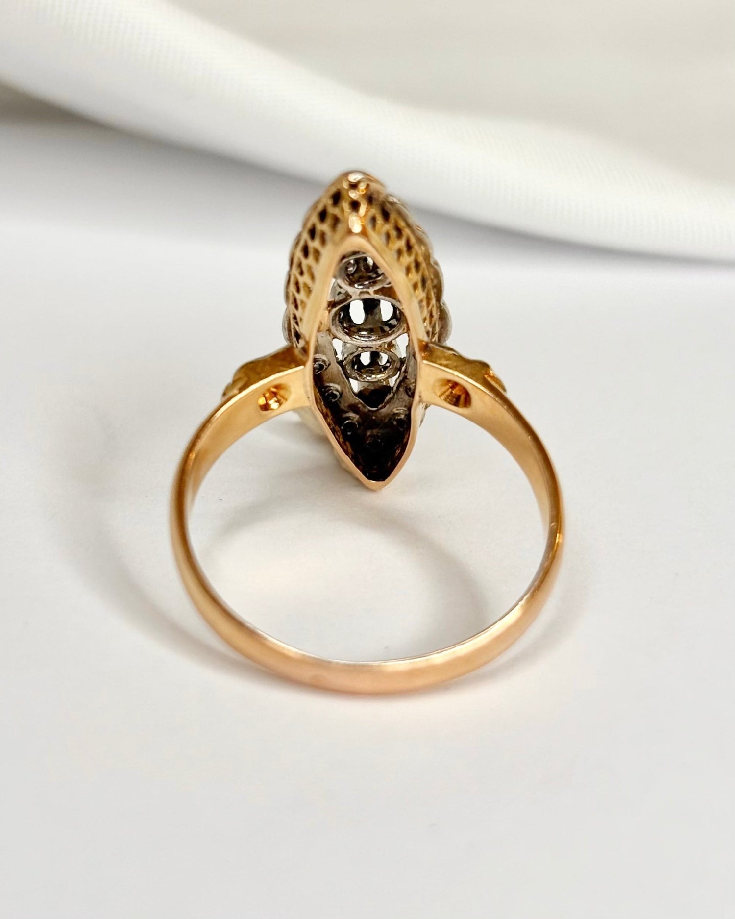Bague Marquise Fin XIXème siècle 21 Diamants "Anna" - Elliade Paris