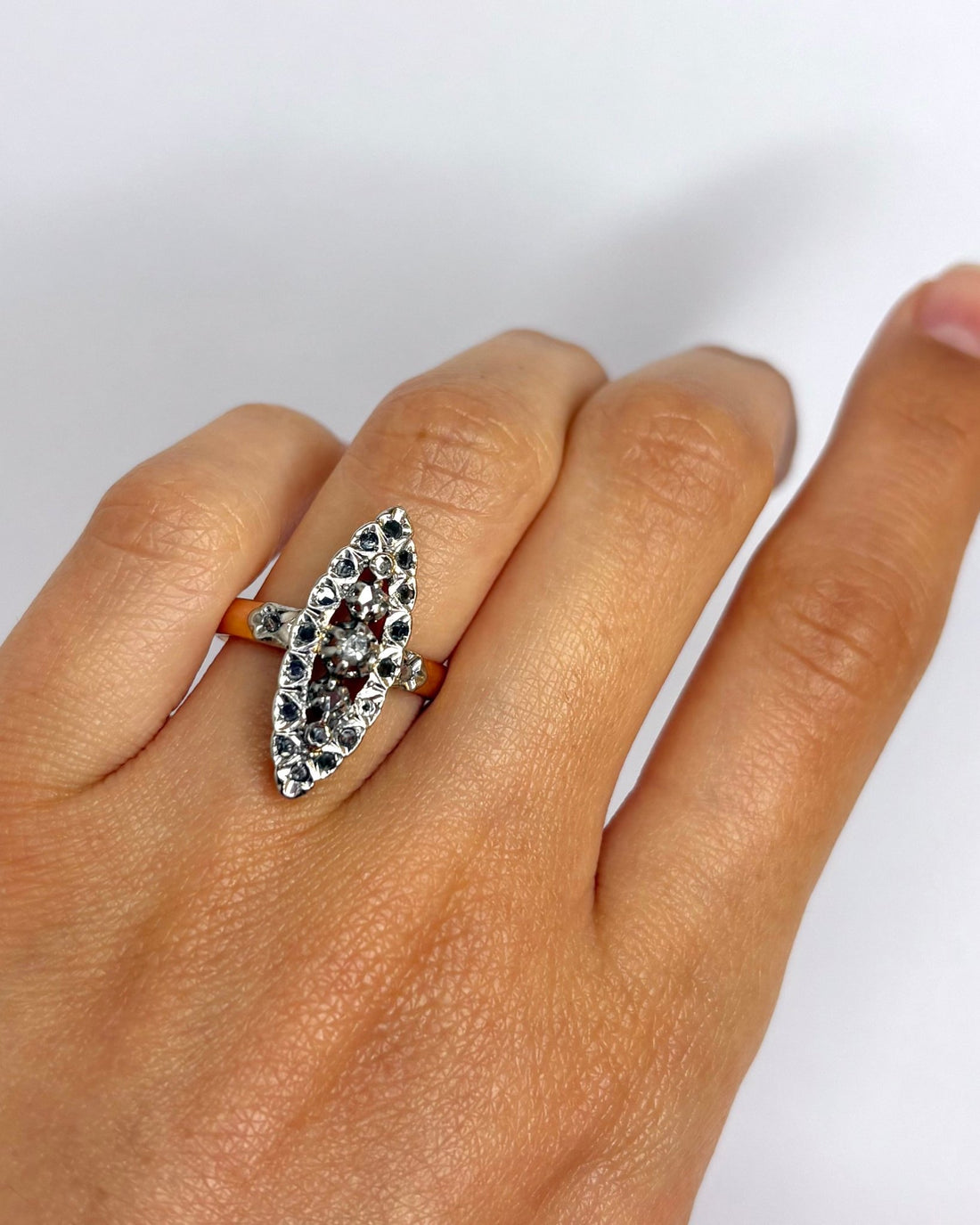 Bague Marquise Fin XIXème siècle 21 Diamants "Anna" - Elliade Paris