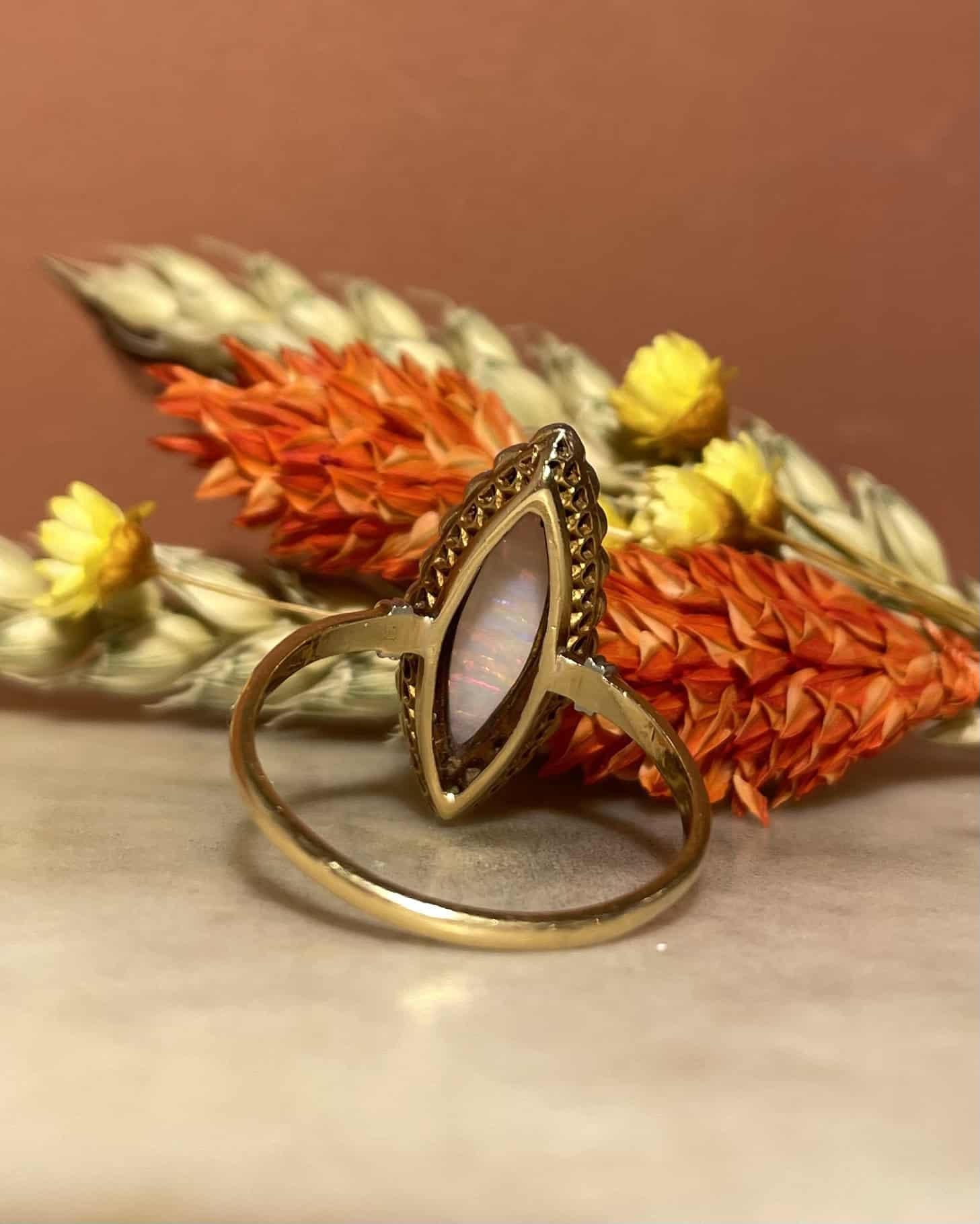 Bague Marquise Opale &amp; Diamants "Elise" - Elliade Paris