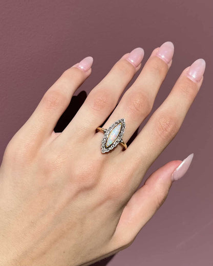 Bague Marquise Opale &amp; Diamants &quot;Elise&quot; - Elliade Paris