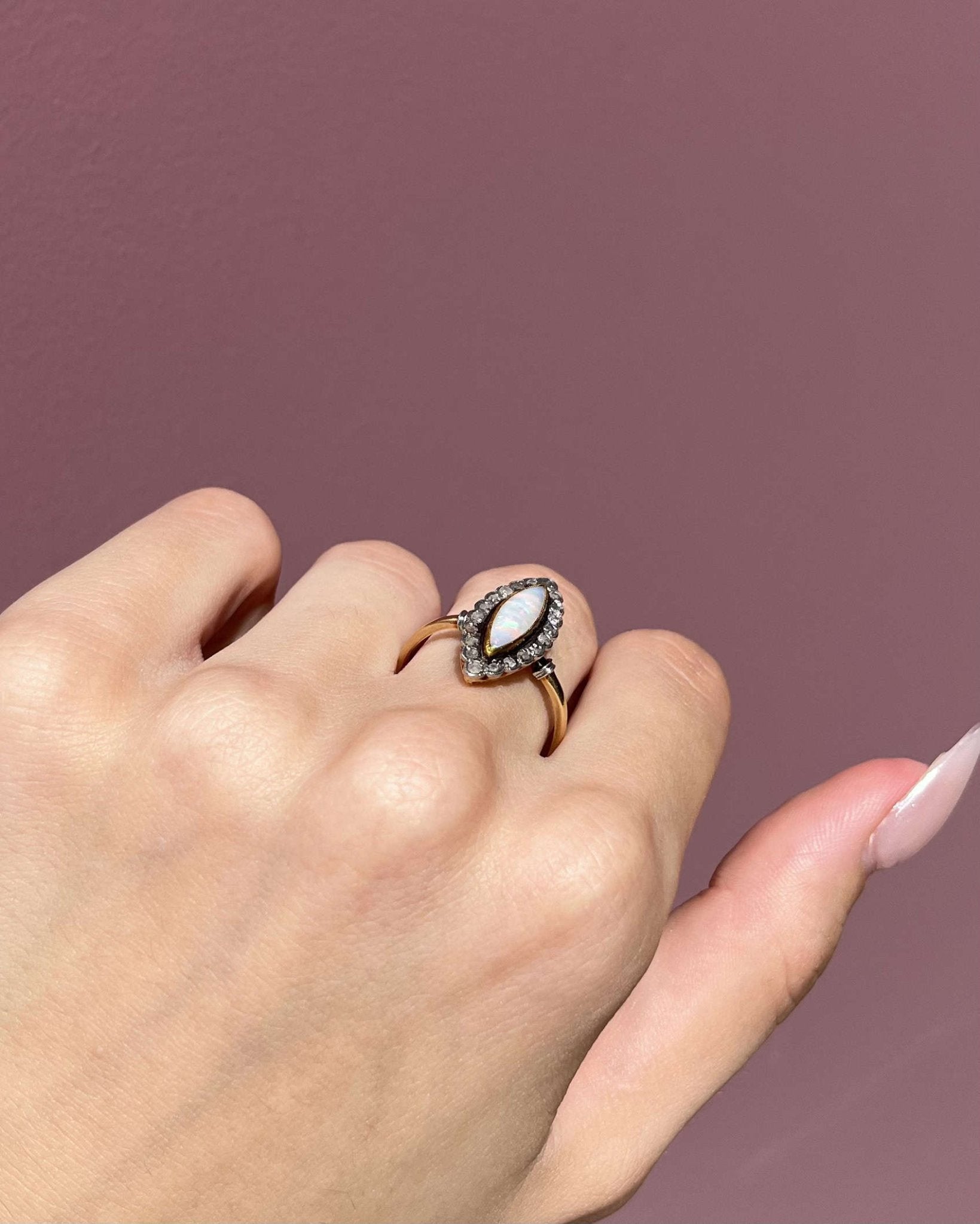 Bague Marquise Opale &amp; Diamants "Elise" - Elliade Paris