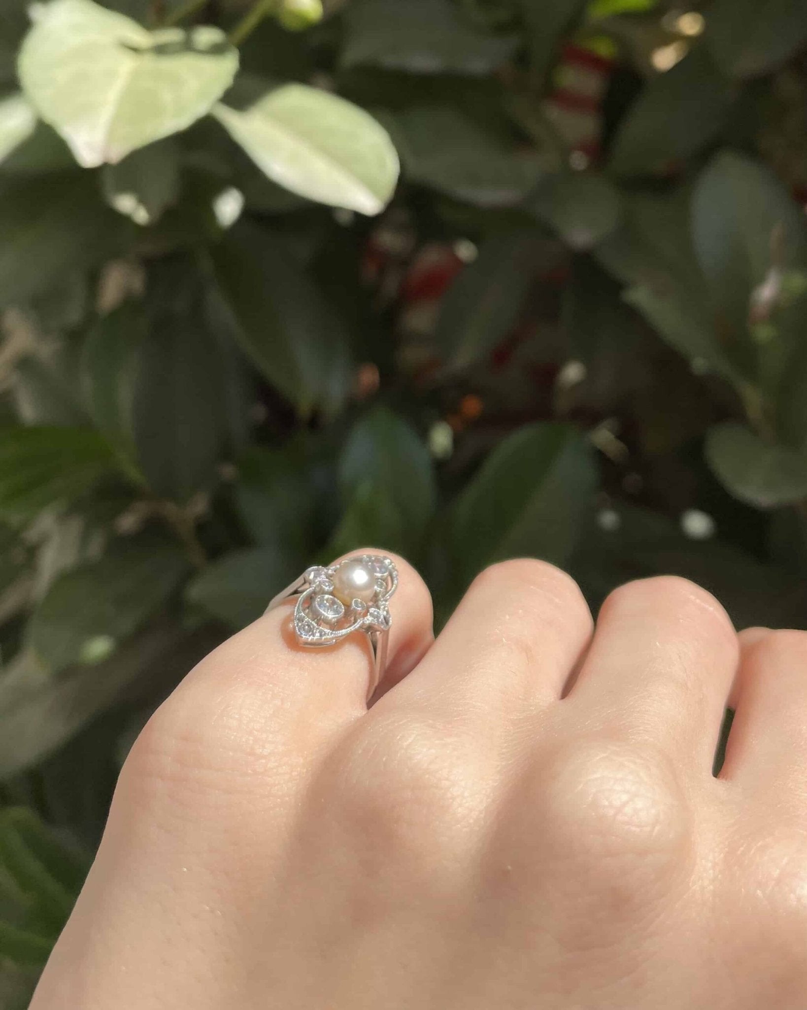 Bague Marquise Perle &amp; Diamants "Jaida" - Elliade Paris