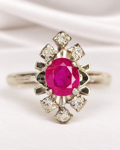 Bague Marquise Rubis 1 carat &amp; Diamants "Aurore" - Elliade Paris