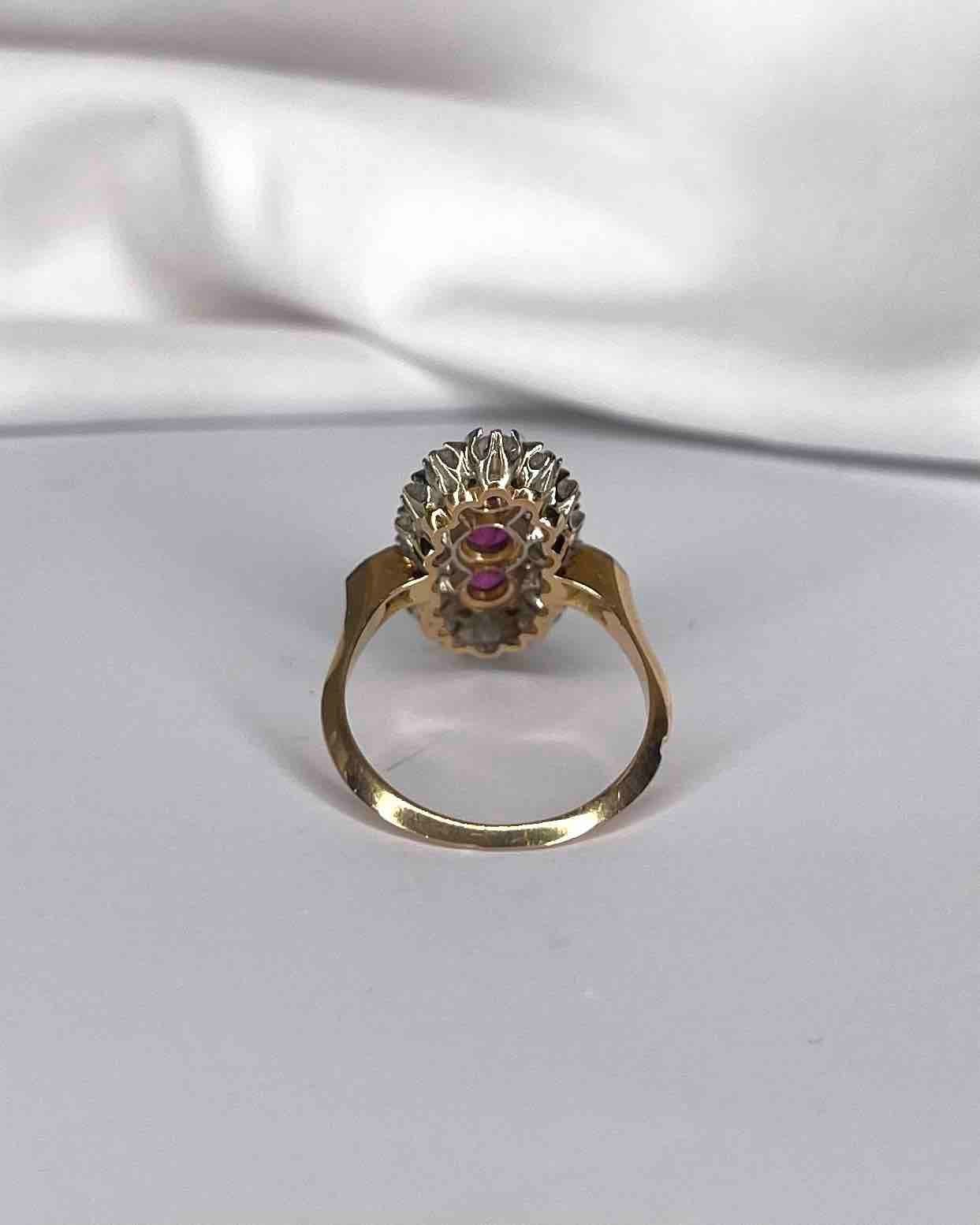 Bague Marquise Rubis 1.10 carat &amp; Diamants 0.86 carat "Emmanuella" - Elliade Paris