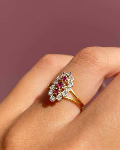 Bague Marquise Rubis &amp; Diamants &quot;Fallon&quot; - Elliade Paris