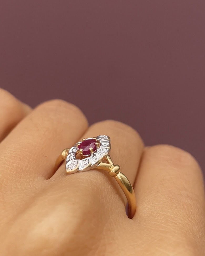 Bague Marquise Rubis &amp; Diamants &quot;Pauline&quot; - Elliade Paris