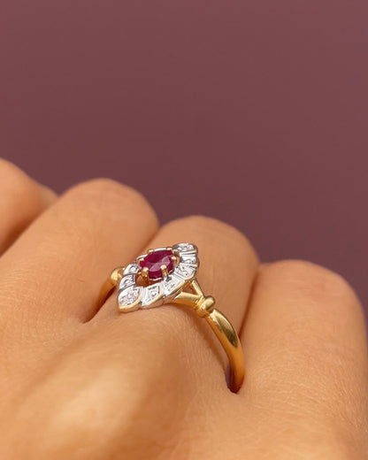 Bague Marquise Rubis &amp; Diamants &quot;Pauline&quot; - Elliade Paris