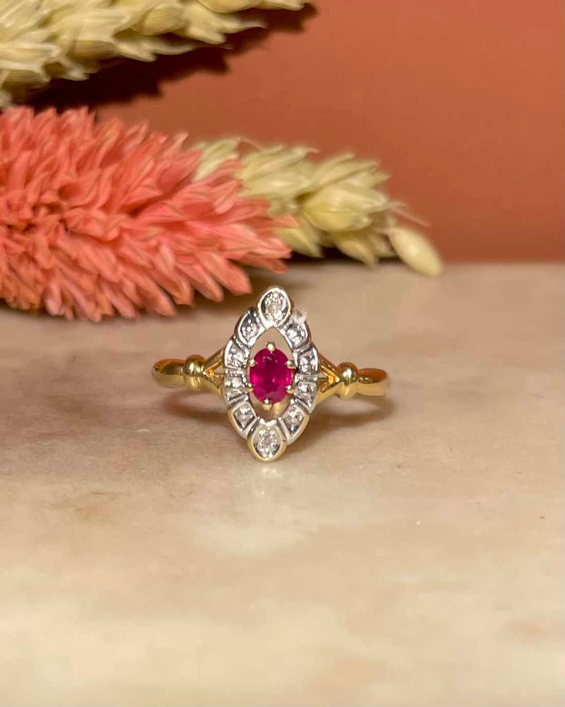 Bague Marquise Rubis &amp; Diamants &quot;Pauline&quot; - Elliade Paris