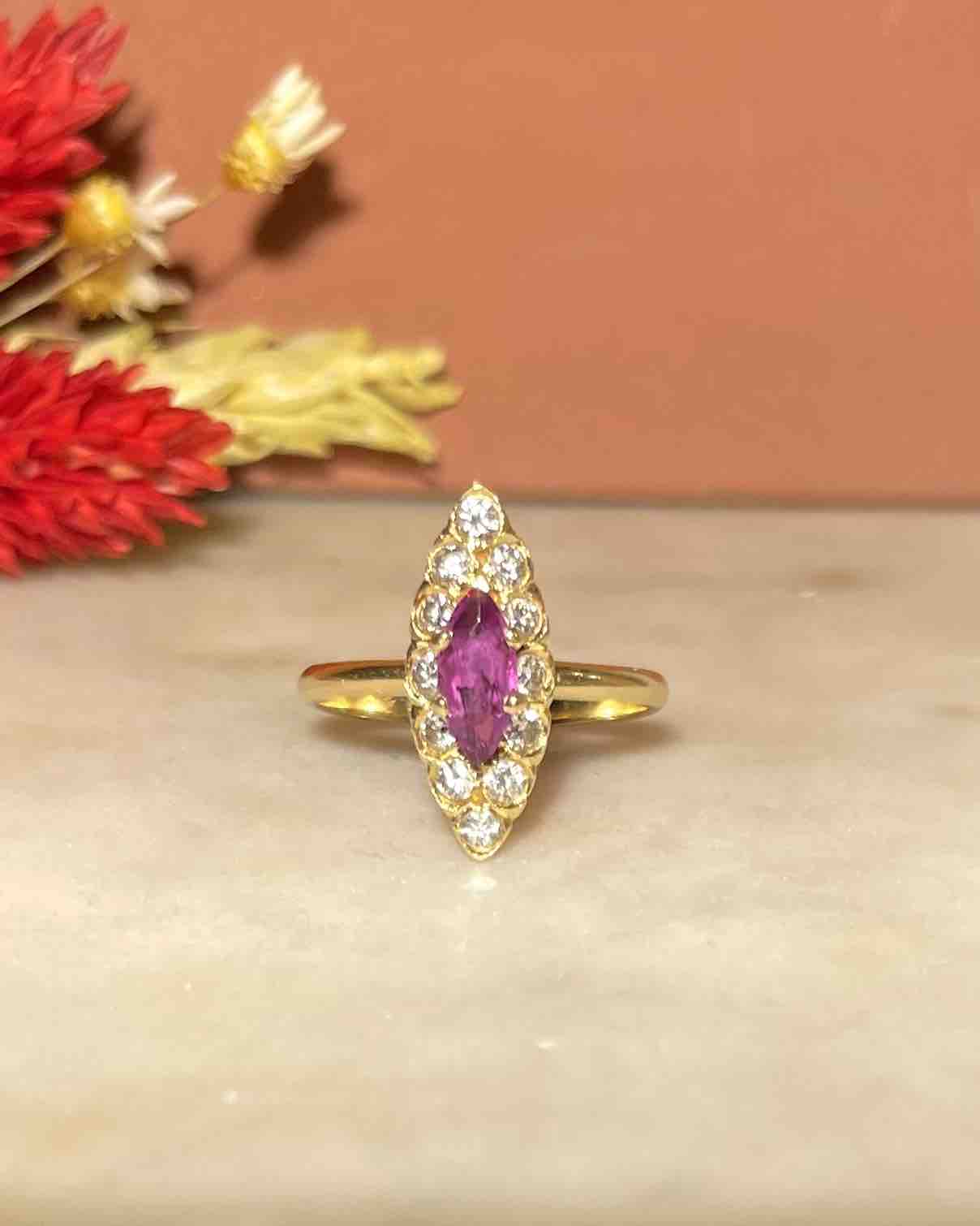 Bague Marquise Rubis &amp; Diamants "Rebecca" - Elliade Paris