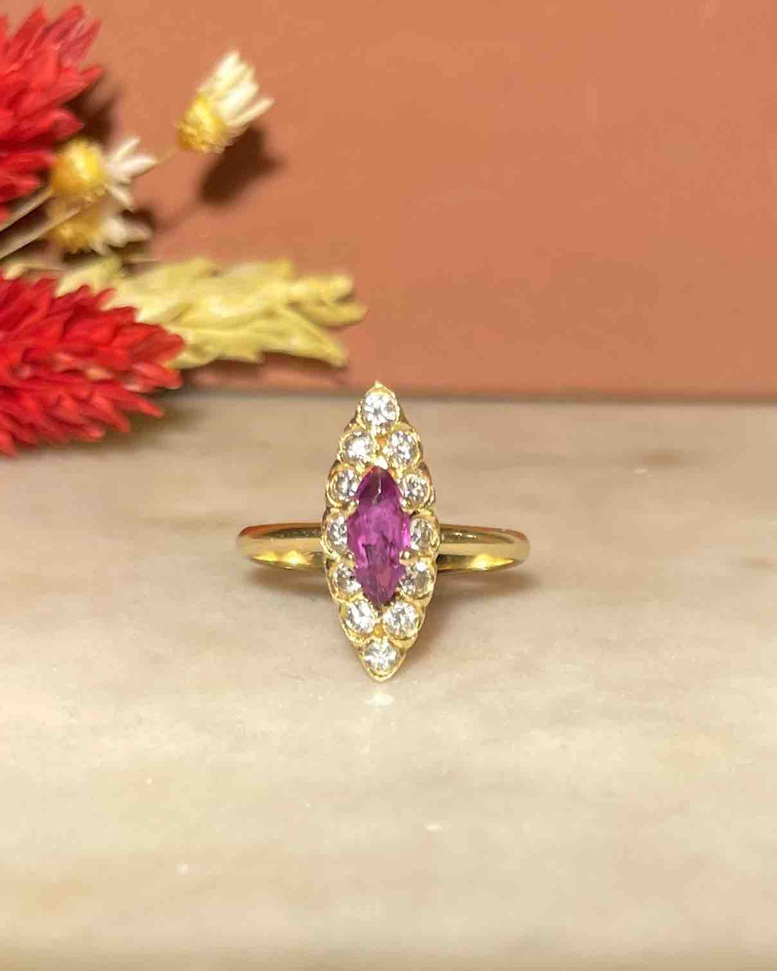 Bague Marquise Rubis &amp; Diamants &quot;Rebecca&quot; - Elliade Paris