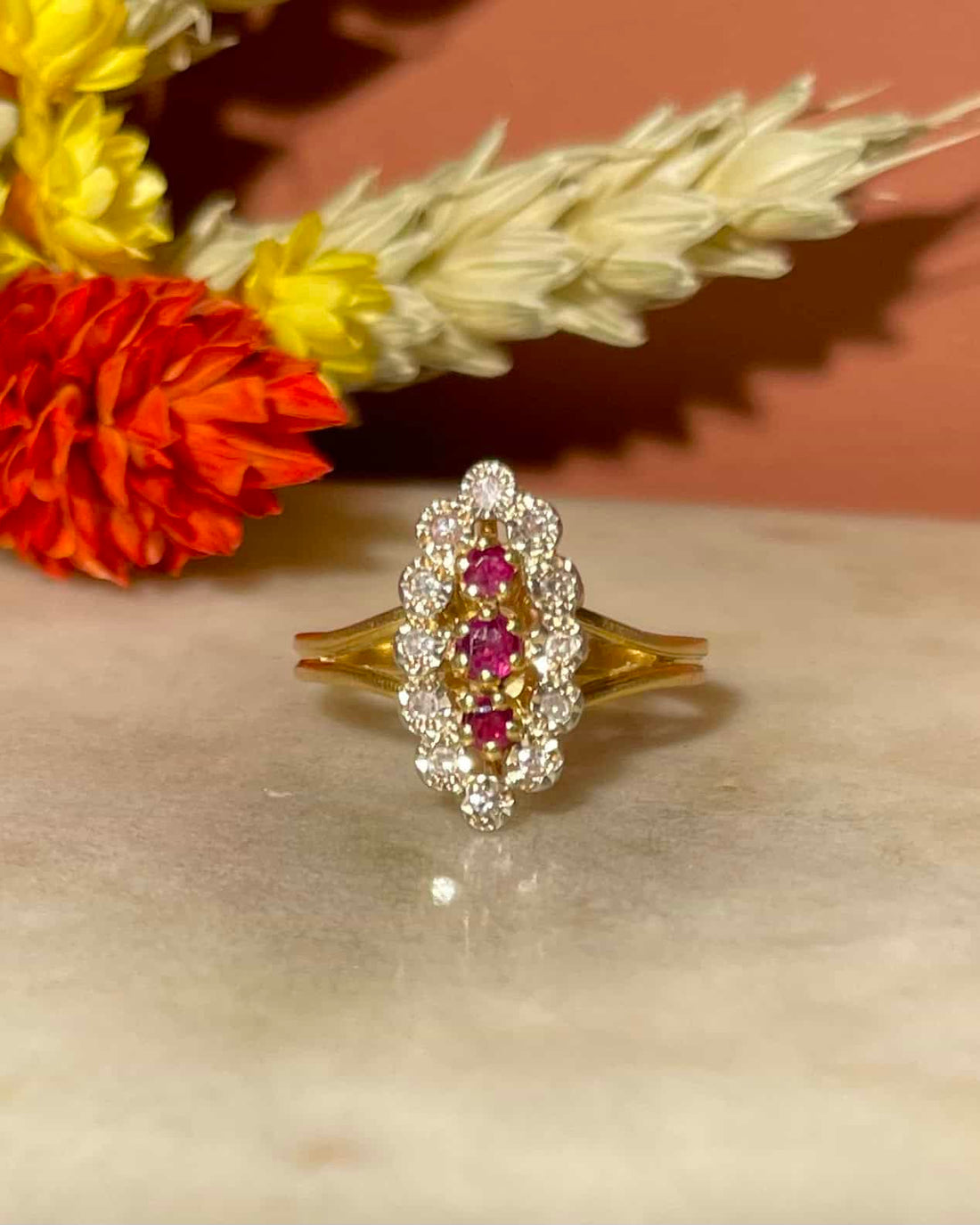 Bague Marquise Rubis &amp; Diamants &quot;Fallon&quot;