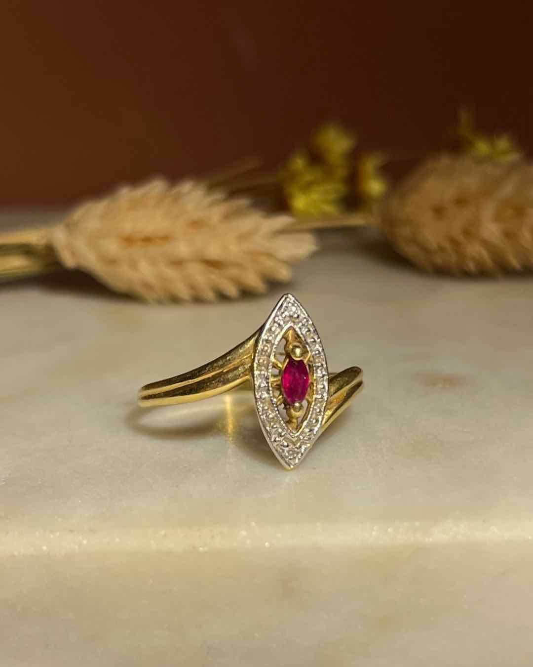 Bague Style Art-Déco Rubis &amp; Diamants &quot;Maria&quot;
