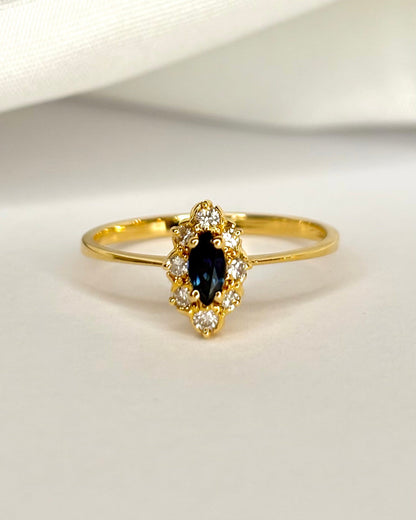 Bague Marquise Saphir &amp; Diamants "Alessandra" - Elliade Paris
