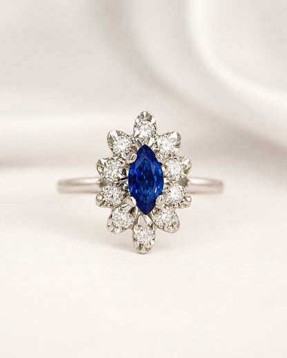 Bague Marquise Saphir &amp; Diamants "Coralie" - Elliade Paris