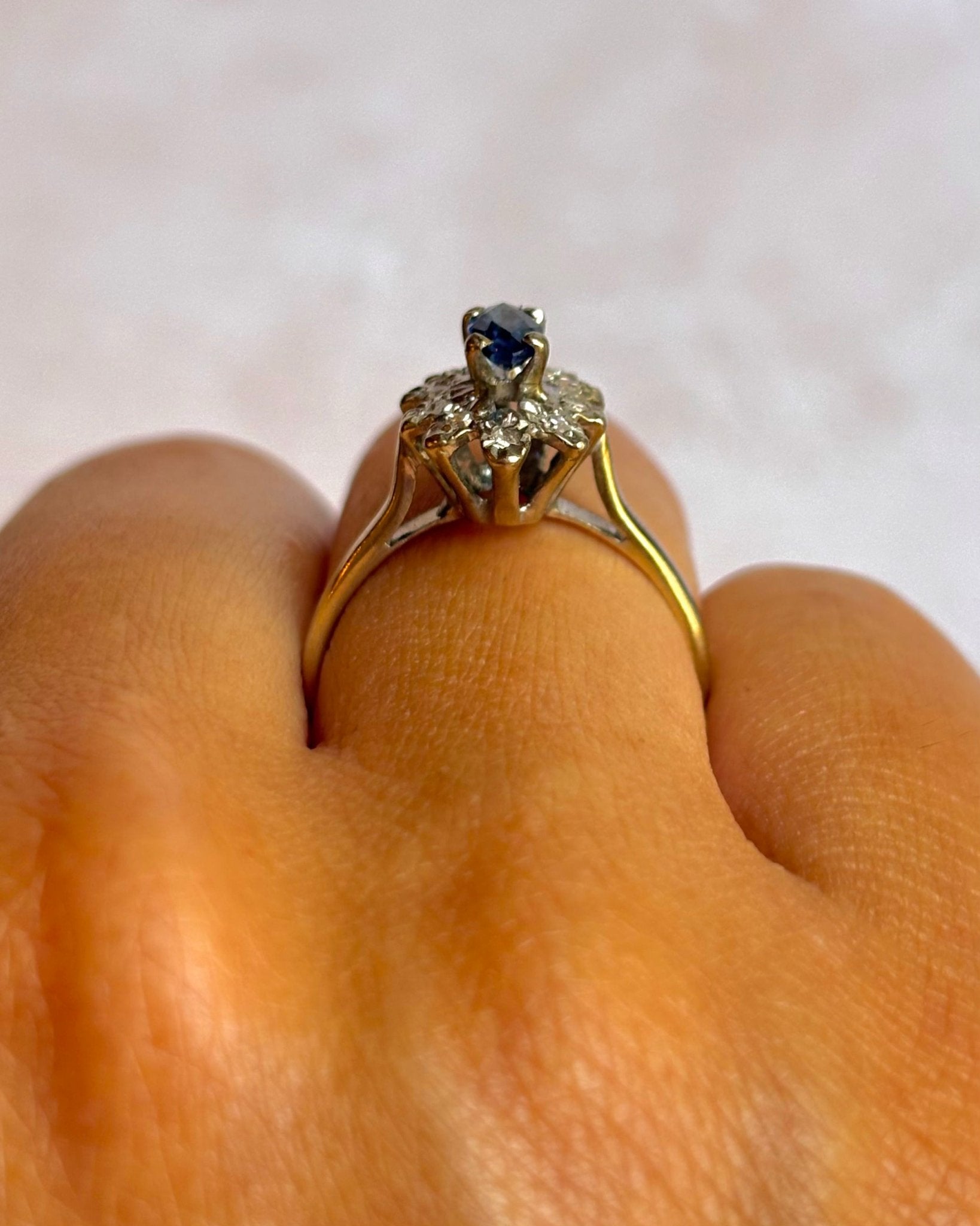 Bague Marquise Saphir &amp; Diamants "Coralie" - Elliade Paris