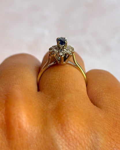 Bague Marquise Saphir &amp; Diamants "Coralie" - Elliade Paris