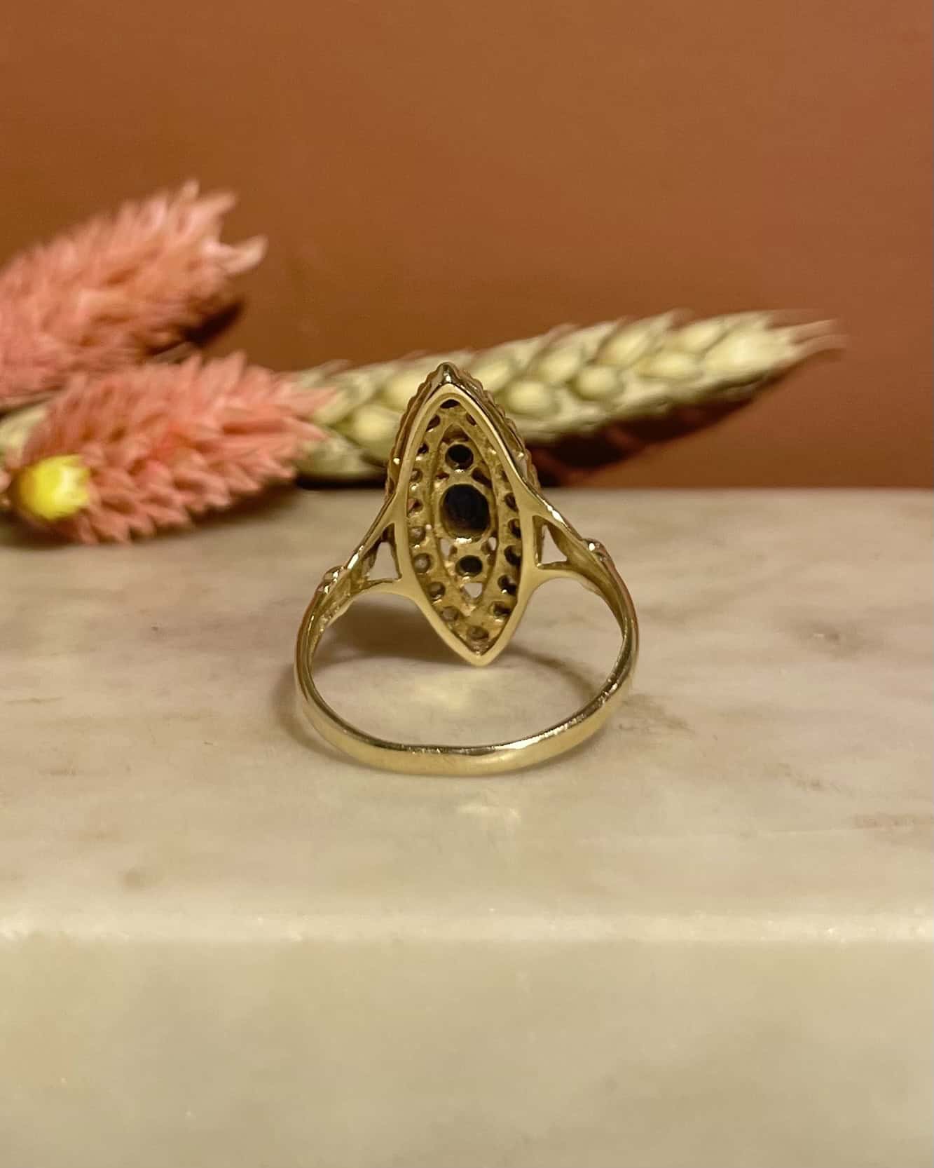 Bague Marquise Saphir &amp; Diamants "Laeticia" - Elliade Paris