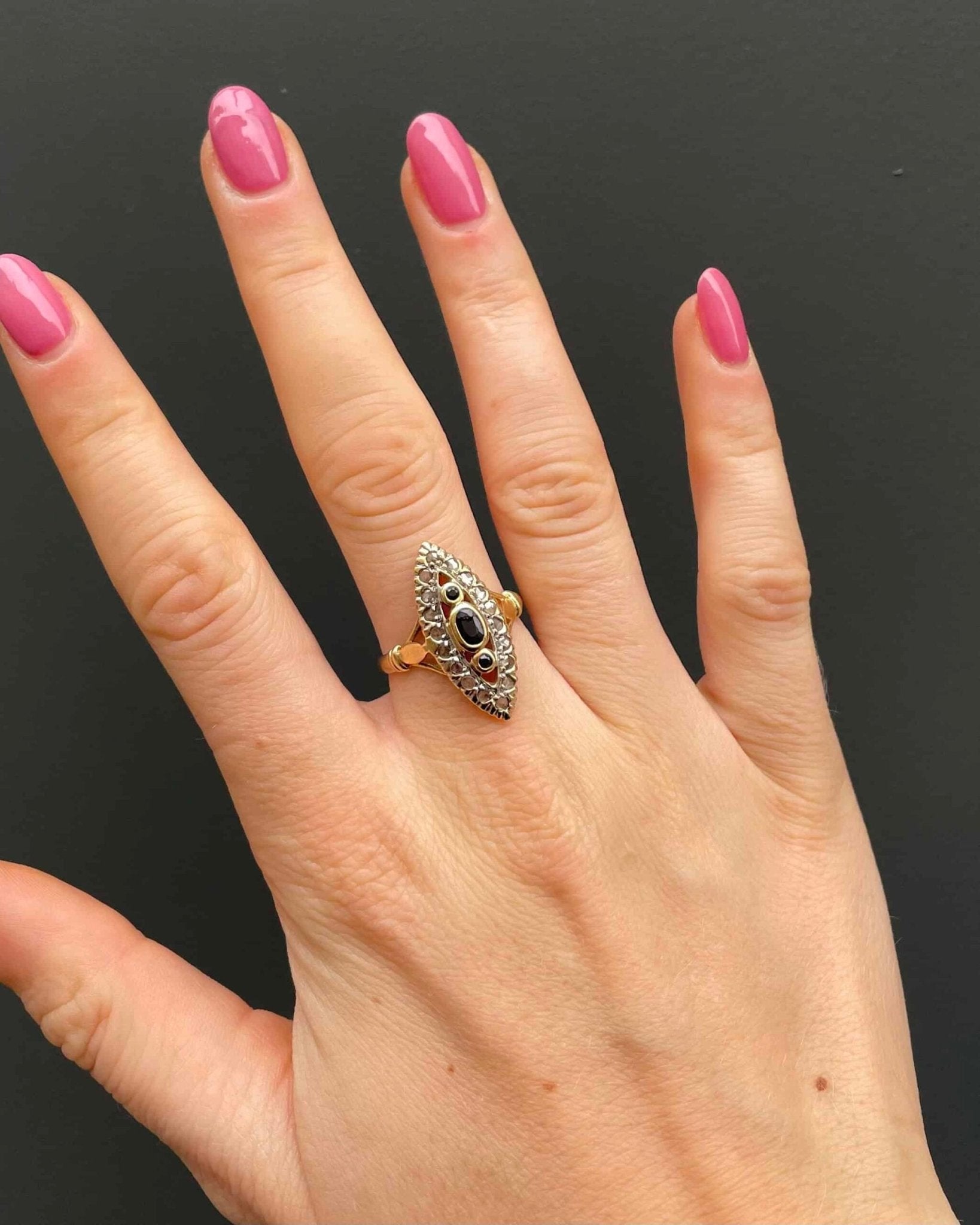 Bague Marquise Saphir &amp; Diamants "Laeticia" - Elliade Paris