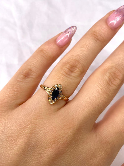 Bague Marquise Saphir &amp; Diamants "Tosca" - Elliade Paris