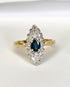 Bague Marquise Saphir Teal 0.65 carat & Diamants 0.36 carat "Elsa" - Elliade Paris