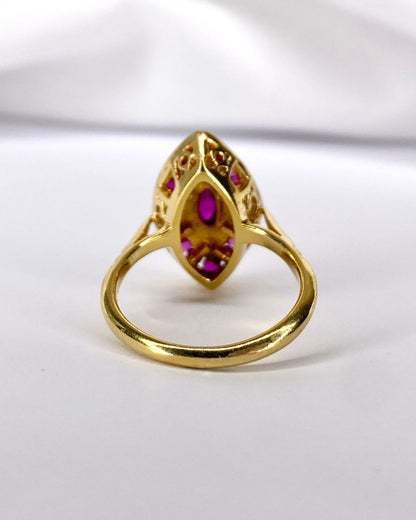 Bague Marquise Style Art Déco Rubis 1.08 carat "Sissy" - Elliade Paris
