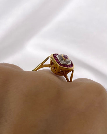 Bague Marquise Style Art Déco Rubis 1.08 carat "Sissy" - Elliade Paris