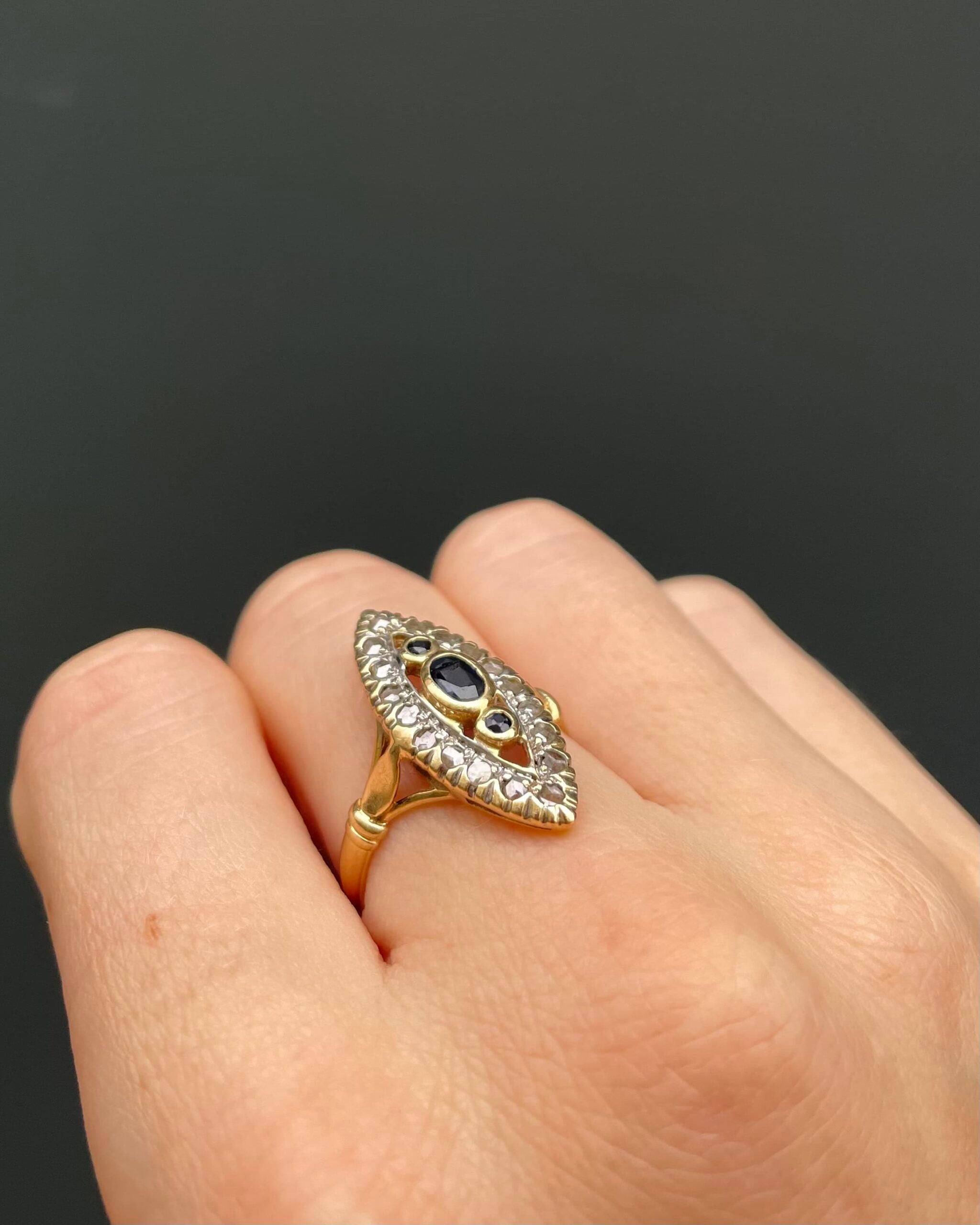 "Laeticia" Marquise Sapphire &amp;amp; Diamond Ring