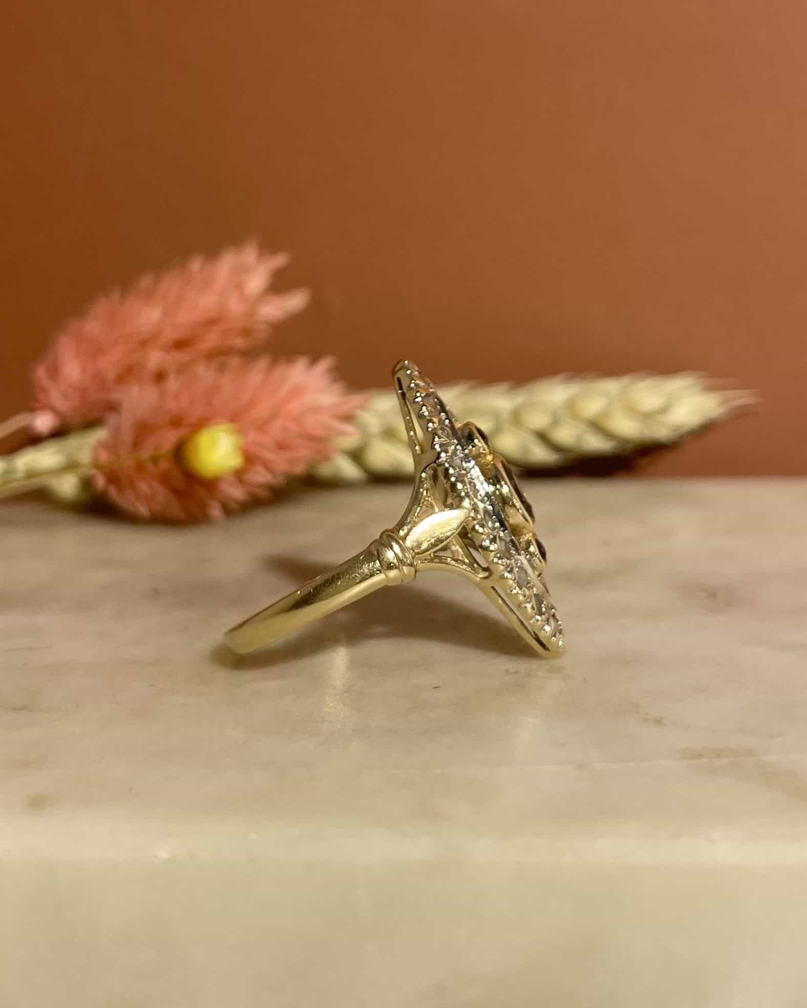 Bague Marquise Saphir &amp; Diamants &quot;Laeticia&quot;