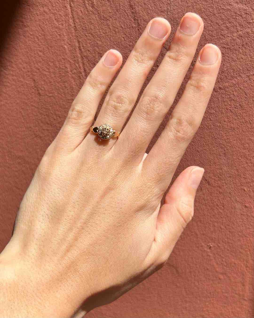 Bague Marguerite Diamant &amp; Perles "Odessa"