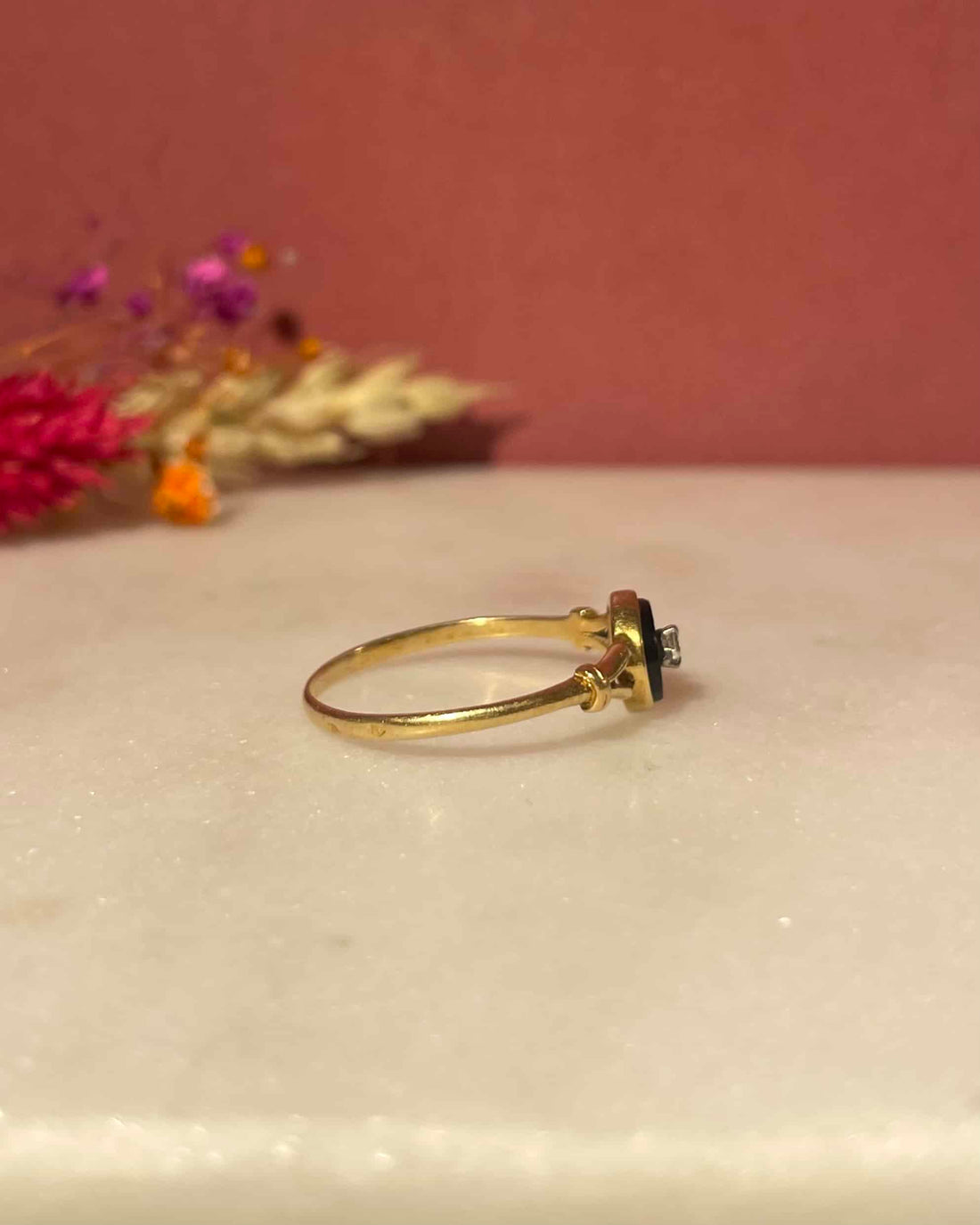 Bague Vintage Onyx &amp; Diamant &quot;Eleonore&quot;