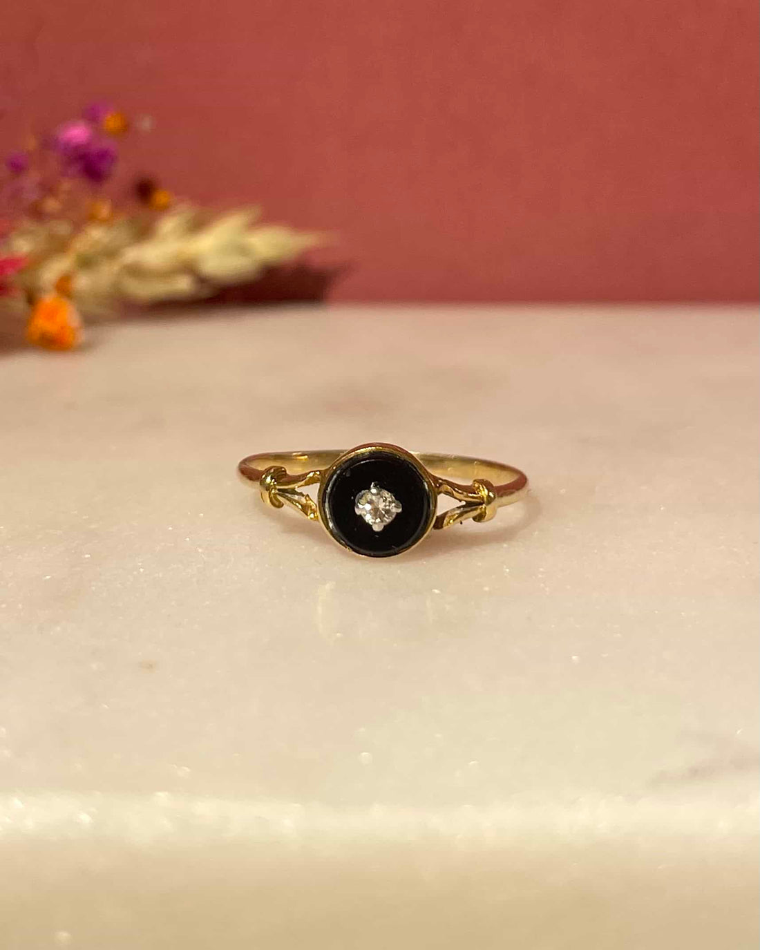 Bague Vintage Onyx &amp; Diamant &quot;Eleonore&quot;