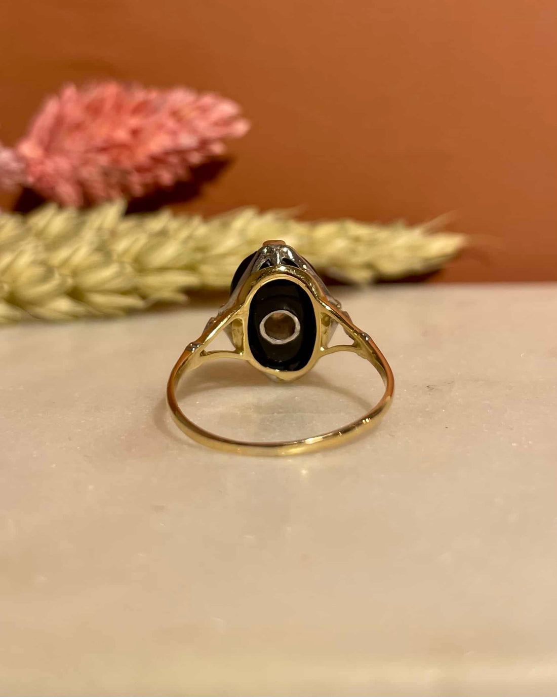 Bague Art-déco Onyx &amp; diamants &quot;Ninon&quot;